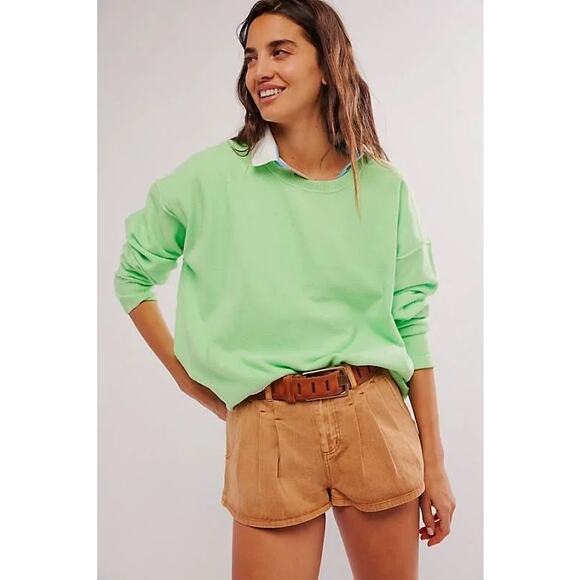 Free People Luna Pullover Sweater in Kiwi Green XL NEW - Picture 2 of 16